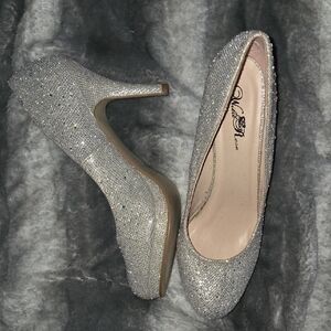 Wild Rose Sparkling Silver Heels